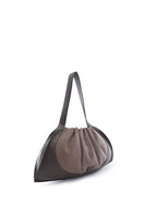 Large canvas ANA tote shoulder bag by behno New York in cacao and black, showing the bag's spacious design and two-tone color scheme.