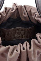 Large Behno New York ANA tote shoulder bag in cacao and black canvas with detailed stitching and sturdy handles.