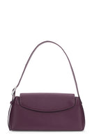 Behno New York Yara Baguette Crinkle Top Handle Bag in cherry color, front view showing textured surface and elegant design.