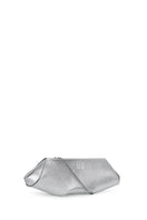 Silver Elizabeth Baguette Mini Clutch by behno New York, stylish small evening bag with sleek design and metallic finish.