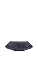 Behnó New York Elizabeth Baguette Mini Clutch in Hematite with sleek rectangular design and metallic finish, front view.