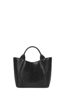 Black Behno New York Katrina Mini Tote No2 with Python and Nappa leather, featuring a sleek shoulder bag design.