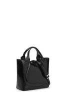 Black crinkle leather Katrina Mini Tote No2 shoulder bag by behno New York, featuring a compact design and top handle.