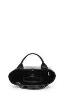Black crinkled leather Katrina Mini Tote No2 shoulder bag by behno New York with sleek design and compact size.