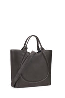 Cacao-colored behno New York Katrina satchel shoulder bag with sleek design and stitched detailing, viewed from the back.