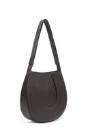 Behn New York Nilde Hobo shoulder bag in rich cacao milled leather, showcasing its stylish 3/4 view and textured finish.