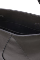 Close-up of behno New York Nilde Hobo shoulder bag in milled cacao leather, showing detailed texture and stitching.