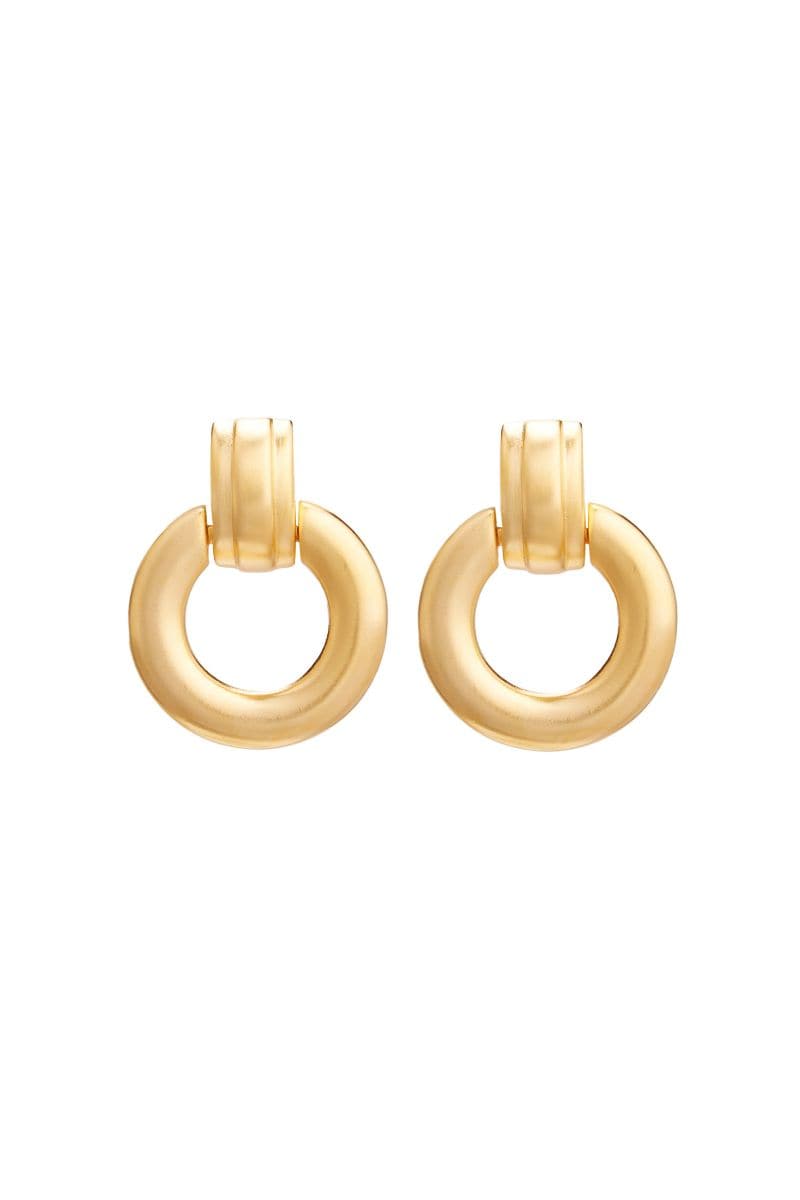 GOLD PLATED DROP HOOP EARRINGS | Ben Amun | CULT MIA