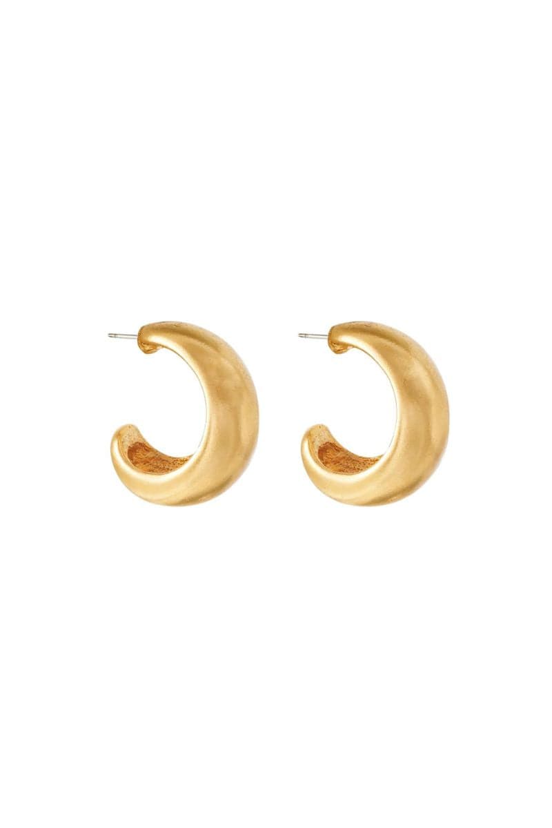 Ben Amun Gold Rosabella Hoop Earrings, stylish gold earrings with a sleek hoop design, perfect for elegant accessories.