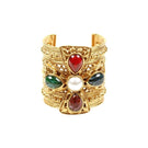 Ben Amun multistone gold arm cuff bracelet with layered design and intricate details, showcasing a luxurious accessory style.