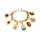 Ben Amun Whistler Gold Multi Charm Bracelet with various gold charms and intricate design.