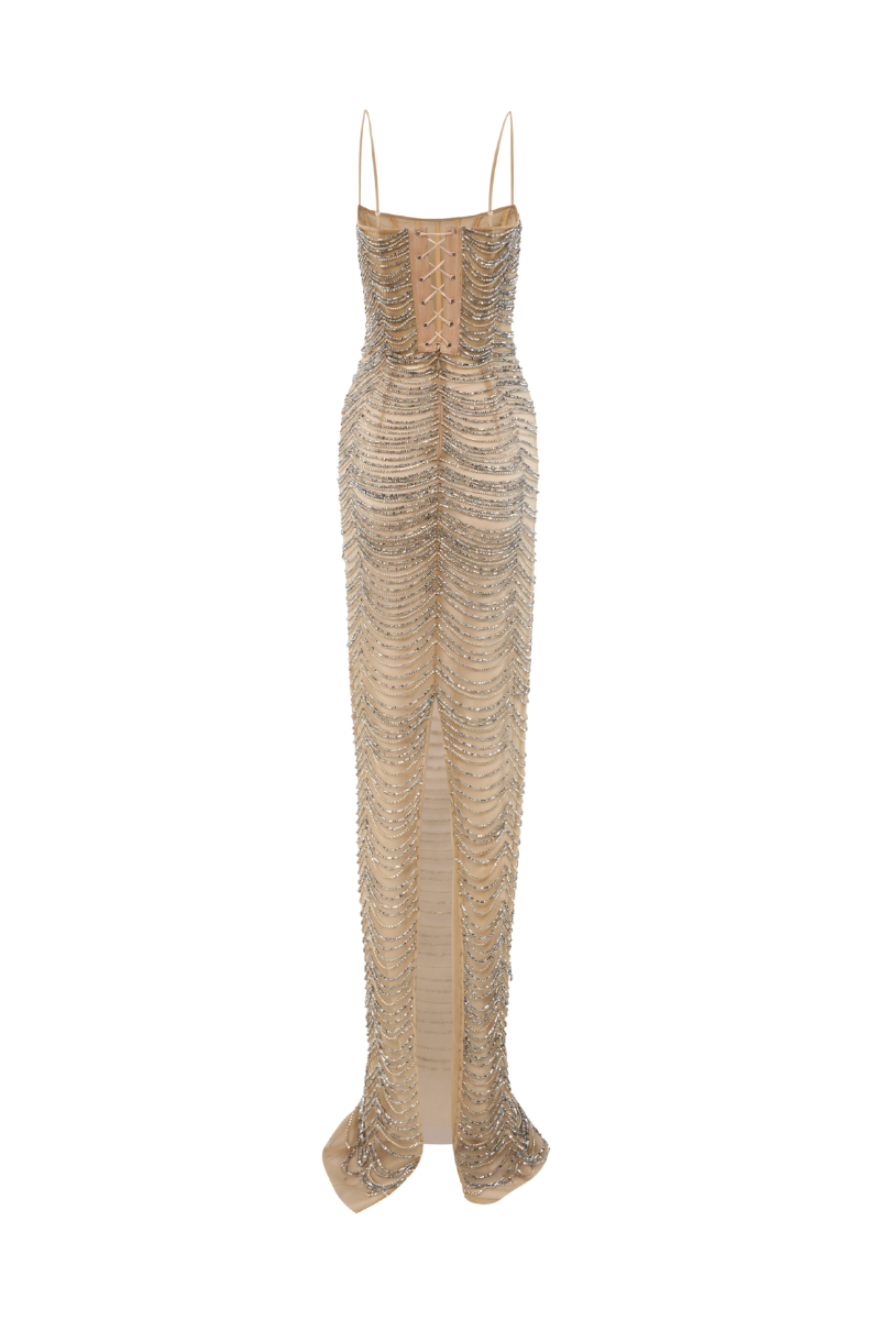 CHAMPAGNE ILLUSION GOWN | CULT MIA | CEM CHAMPAGNE ILLUSION GOWN | CULT MIA | CEM