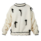 White Blikvanger Cream-Cake knitted sweater in XXS, featuring a cozy, textured knit design with a fun, cake-inspired pattern.