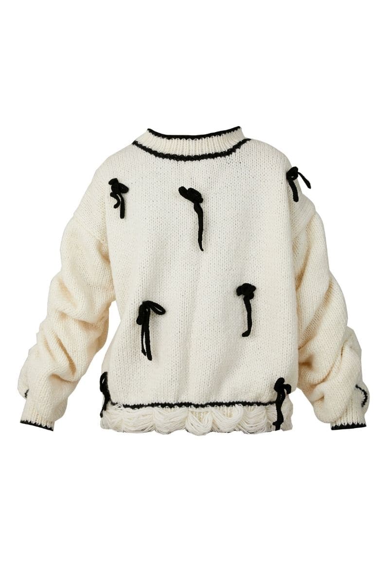 White Blikvanger Cream-Cake knitted sweater in XXS, featuring a cozy, textured knit design with a fun, cake-inspired pattern.