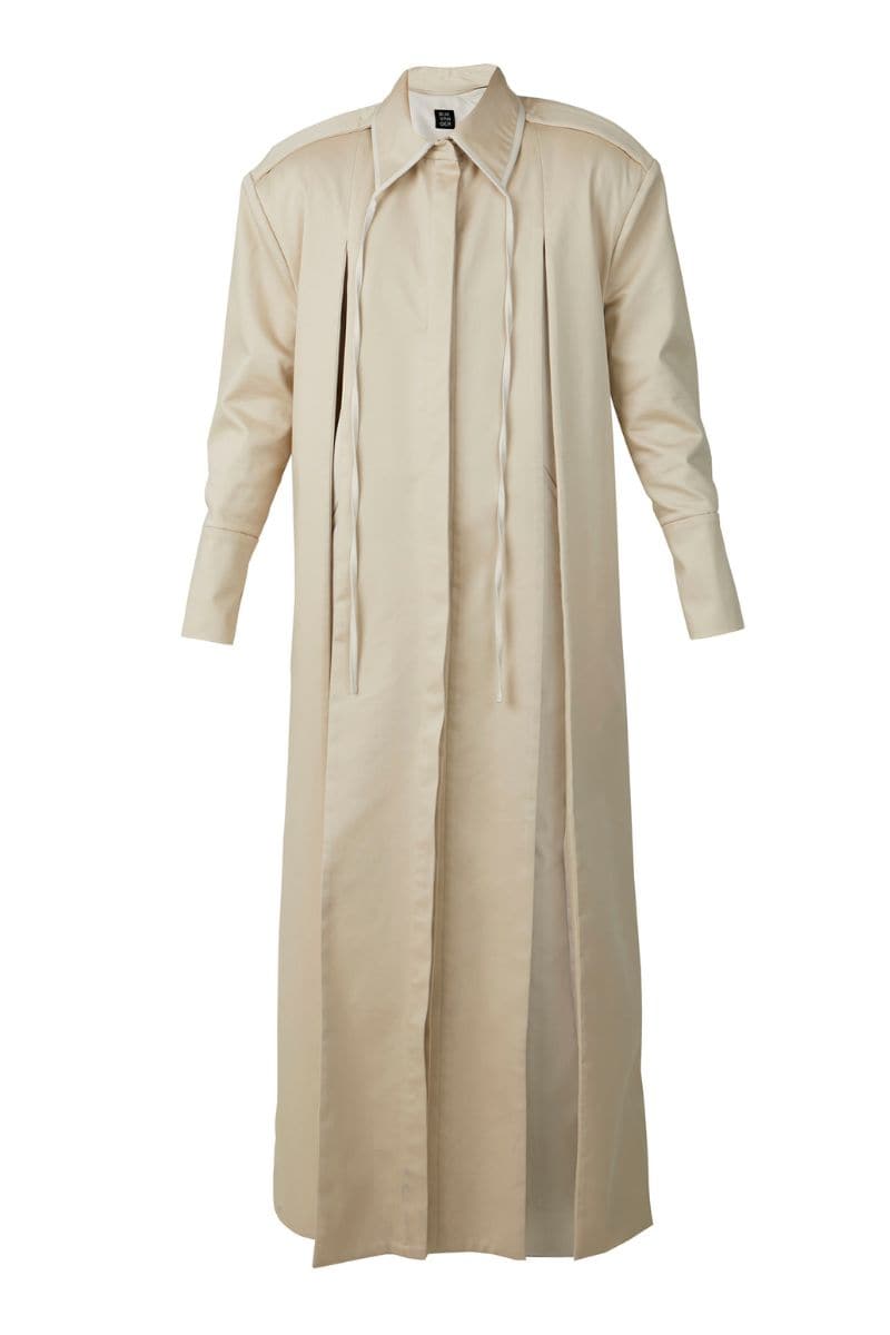 LAYERED CRUMPLE-BACK BEIGE TRENCH | Blikvanger | CULT MIA