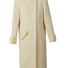Milky white long coat by Blikvanger, showcasing a stylish, lightweight coat with a tailored fit and classic collar.