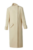 Milky white long coat by Blikvanger, showcasing a stylish, lightweight coat with a tailored fit and classic collar.