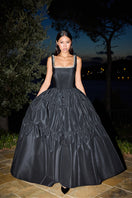 Elegant Bliss Taffeta Gown by Gigii's with a flowing design and intricate details, perfect for formal occasions.