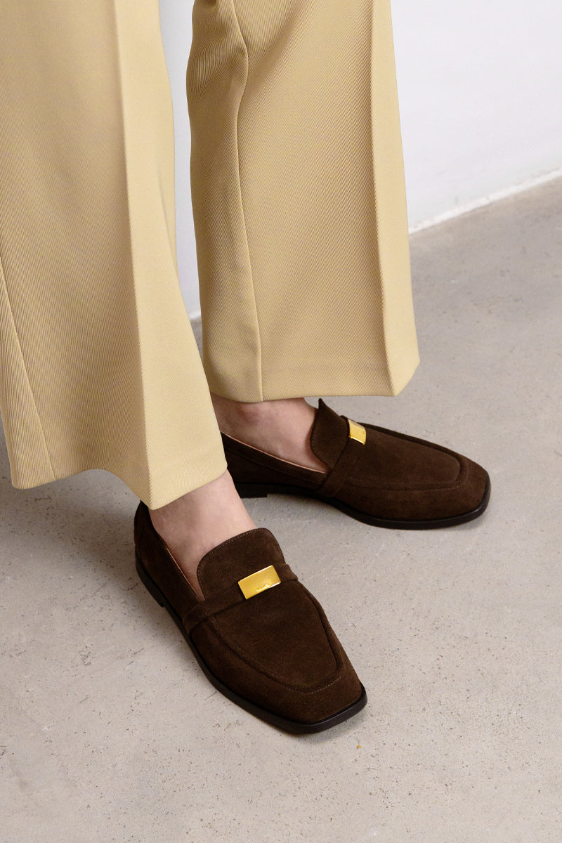 LOAFERS BRINNEY IN BROWN SUEDED CALFSKIN