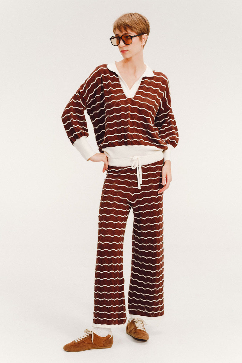 Vorn Design BROMELIA taupe co-ord set with matching top and pants, stylish and comfortable for casual wear.