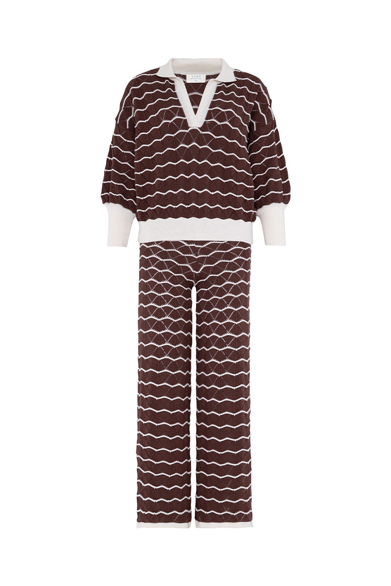 Vorn Design bromelia co-ords set in taupe, featuring matching top and pants with a relaxed fit and stylish fabric.
