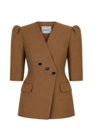 Izakova brown blazer, stylish men's blazer in a tailored fit, displayed on a hanger against a neutral background.