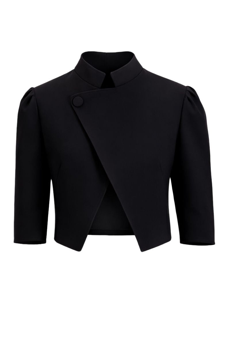 Black Lunar Blazer by Aquarel Studio, tailored blazer with sleek design and structured fit, shown on a neutral background.