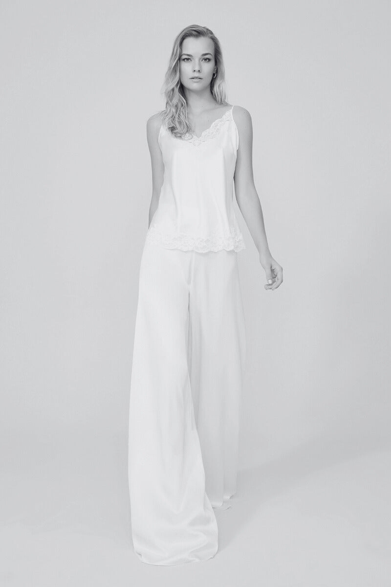 PAIGE CAMI AND HIGH WAISTED BEIGE PJ SET - CULT MIA