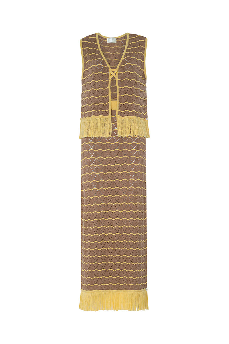 Vorn Design Camaria co-ords set in sand color, featuring a stylish matching top and pants, perfect for casual wear.