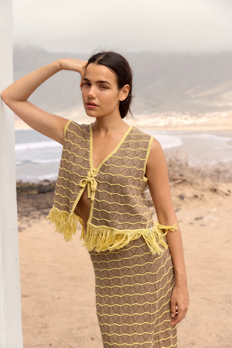 Vorn Design Camaria co-ord set in sandy beige, featuring a matching top and pants with a relaxed fit and stylish design.