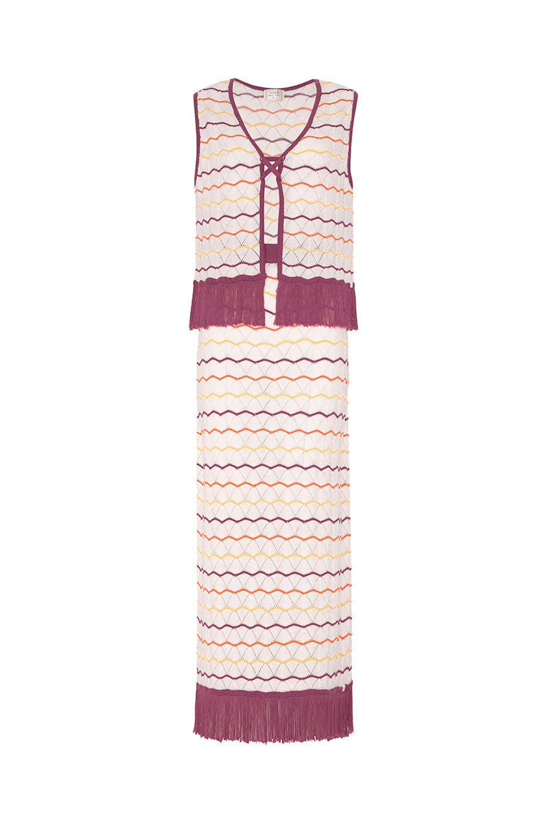 Vorn Design Camaria Sunset co-ords set featuring a matching top and pants in sunset-inspired fabric.