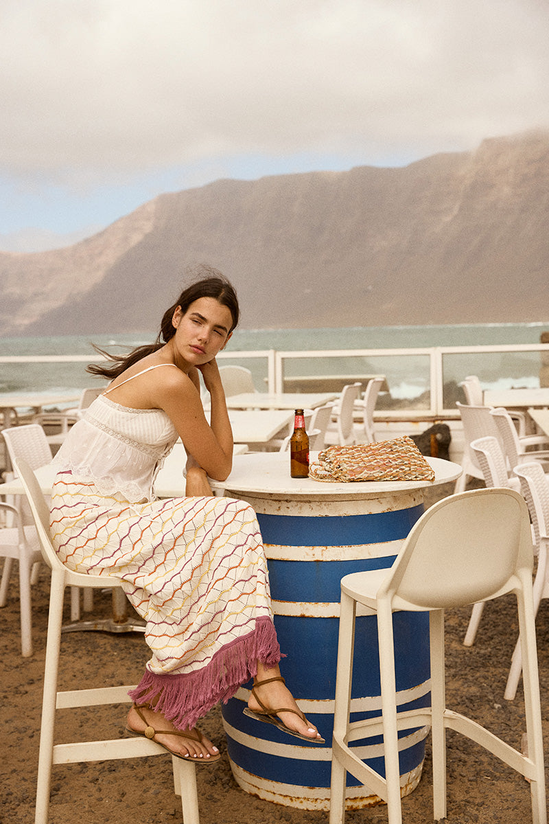 Vorn Design CAMARIA Sunset co-ords set with matching top and pants in vibrant sunset colors, stylish and comfortable for casual wear.