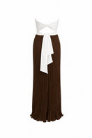 Maylé Vásquez CULT MIA X MALYÉ Vásquez canela brown and off-white maxi dress shown from the back.