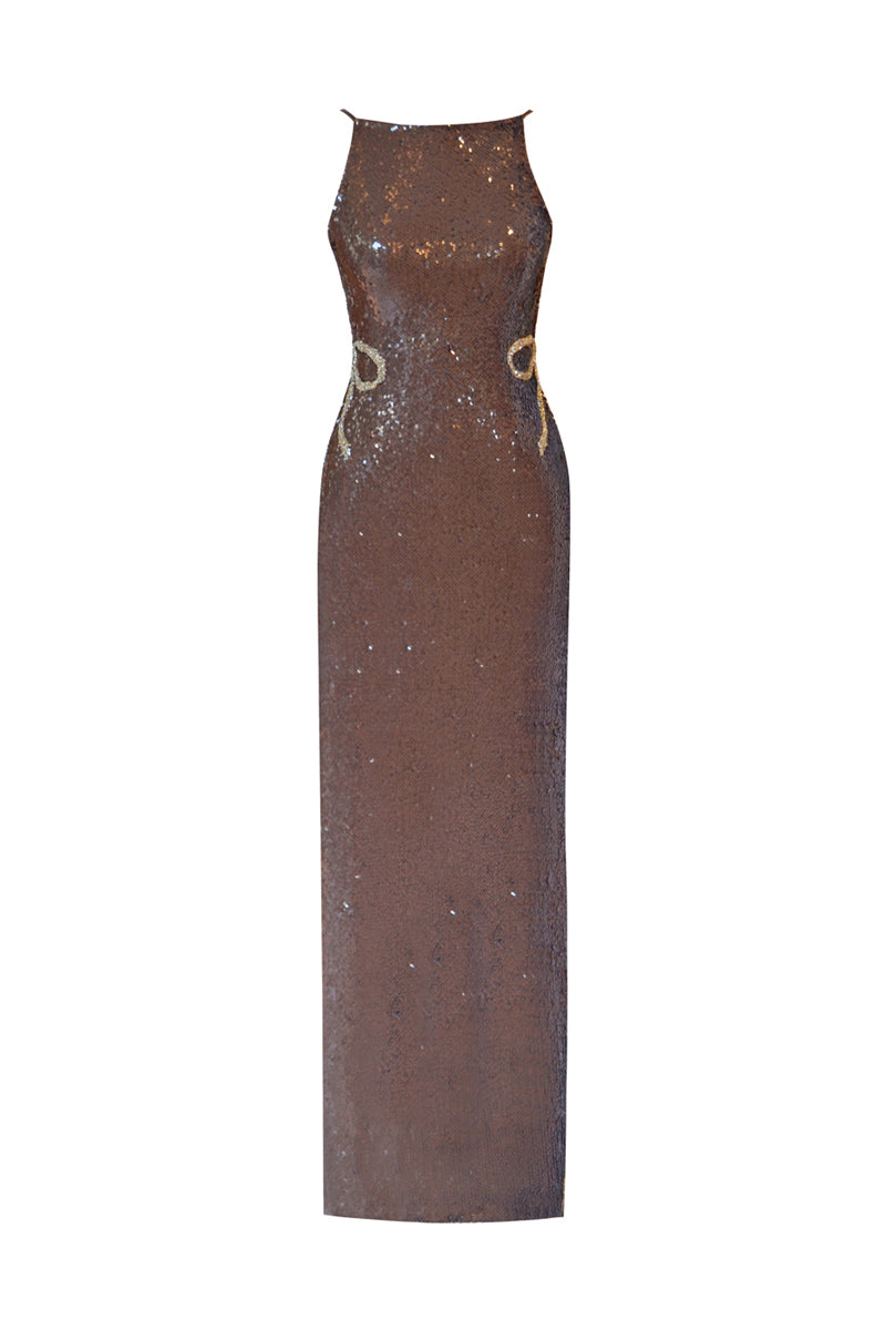 CARA SEQUIN BOW GOWN