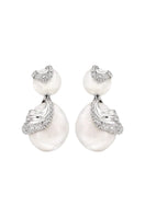 Jude Benhalim cascade earrings with white rhodium finish, featuring multiple linked earrings with elegant, flowing design.