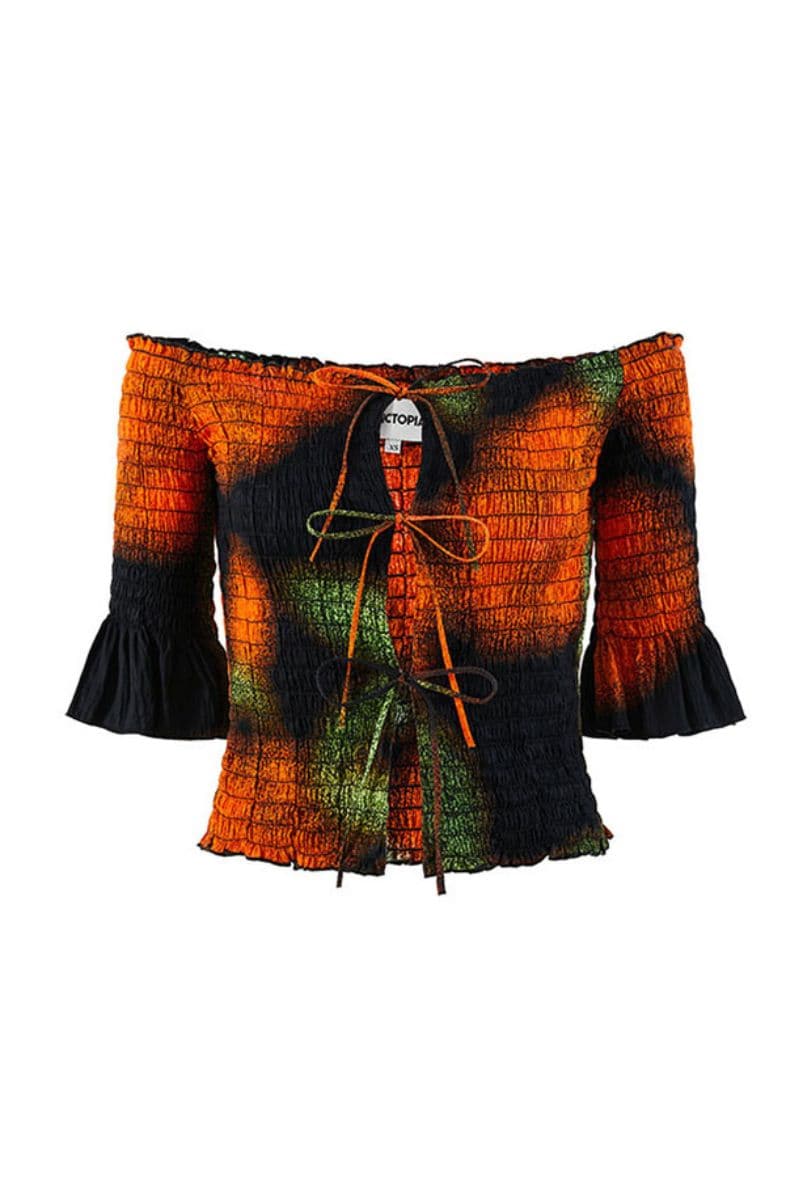 Black Rosa off-shoulder top by Chictopia, featuring a stylish black and red-green color design with a trendy off-shoulder neckline.
