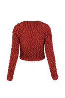 Brown popcorn pleats open front top by Chictopia, featuring a stylish design with pleated details and a relaxed fit.