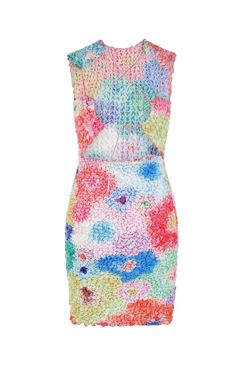 PRINTED SMOCKED BACKLESS MINI DRESS | Chictopia | CULT MIA