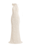 Elegant white chiffon dress gown by White Plan, flowing fabric with a graceful design perfect for formal occasions.
