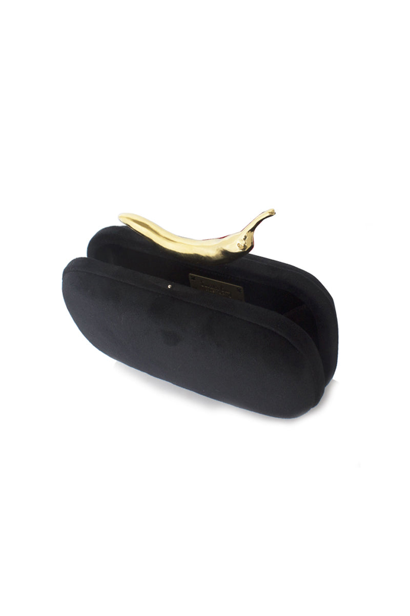 CHILI ON BLACK VELVET BOX CLUTCH - CULT MIA