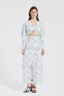 Nara Niro Christie cut-out floral maxi dress featuring a vibrant floral pattern and elegant flowy fabric.