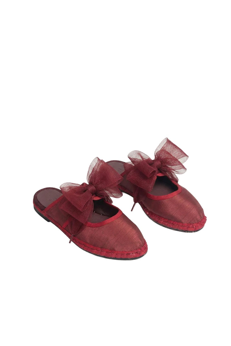 Flabelus Cinna Burgundy flats featuring a sleek design with a pointed toe and comfortable slip-on style.
