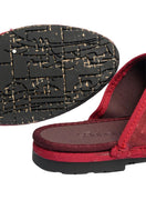 Flabelus Cinna Burgundy Flats shown from a side view, featuring a sleek design and soft burgundy leather material.