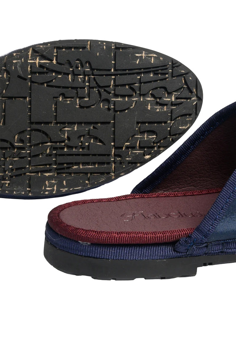 Flabelus Cinna navy flats with rounded toe and slip-on design, featuring a comfortable, stylish look for everyday wear.