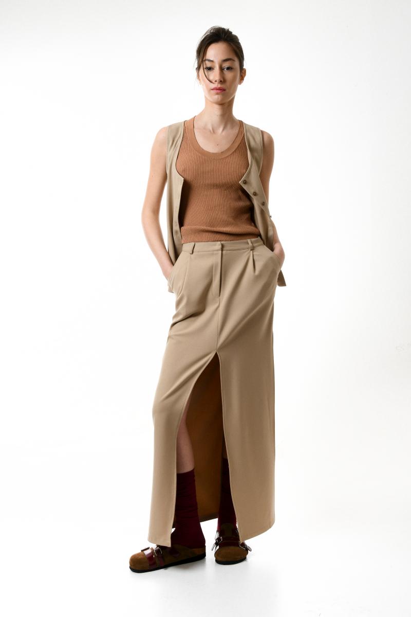 Gvasalia classic silhouette vest with button details, open front edges, featuring a tailored, stylish vest design.