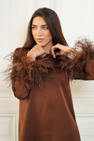 Closeup of Joanna Andraos CULT MIA X Joanna Andraos Silk-Effect Co-ords ensemble showing smooth, silky fabric and detailed stitching.