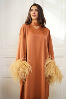 Close-up of Joanna Andraos CULT MIA X Joanna Andraos Amber Silk-Effect Gown showcasing silky fabric and elegant design.