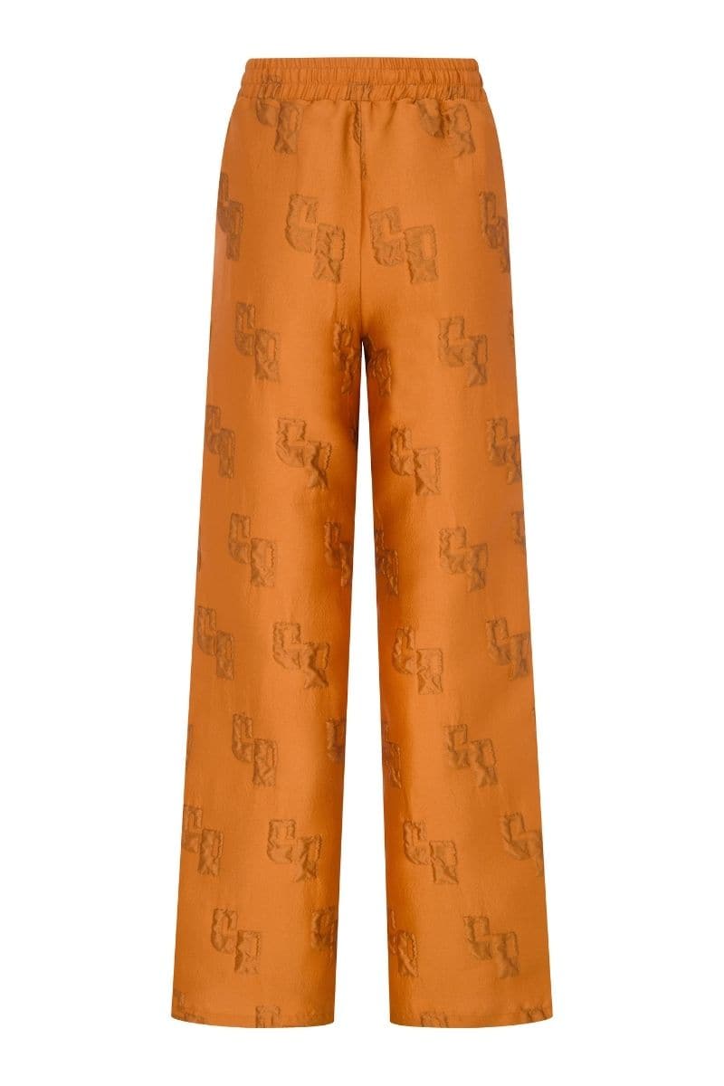 BROWN ELASTICATED LOGO PANTS | Coloreve | CULT MIA