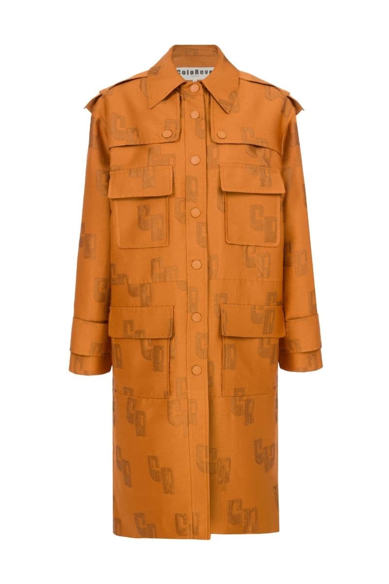 BROWN LOGO TRENCH COAT | Coloreve | CULT MIA