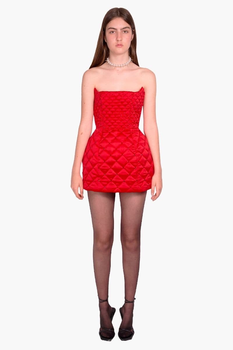 RED QUILTED MINI DRESS | Compte Spain | CULT MIA